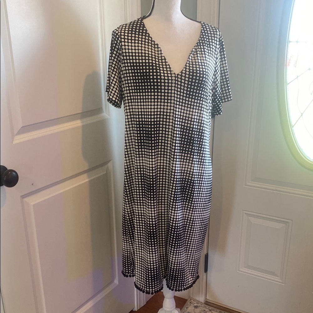 Tiana B 16 W Black and White Checkered V-Neck Dress